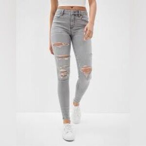 NWT American Eagle Outfitters NEXT LEVEL Gray Distressed Skinny Jeans